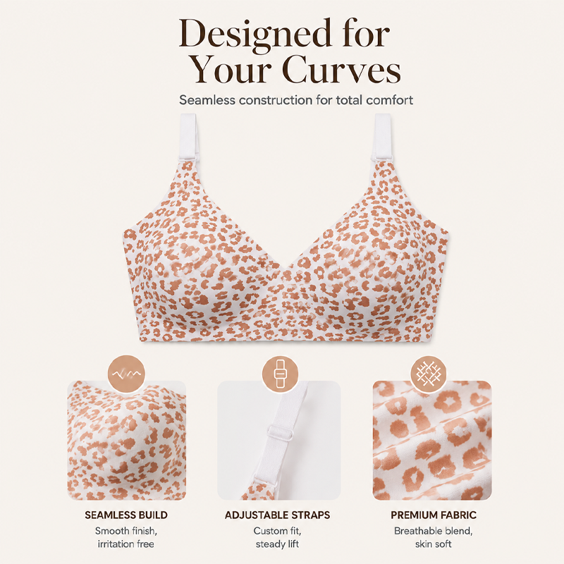 🎉The Lowest Price But The Best Quality!🔥Women's Leopard Print Wireless Push-Up Bra