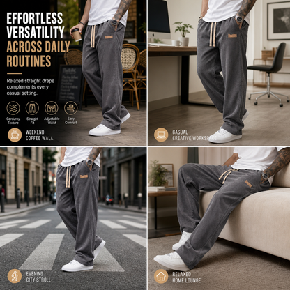 👖 Men's Lightweight Corduroy Casual Pants Loose Fit Straight Leg Trousers ✨ lightweight corduroy fabric, loose straight cut, casual daily trousers