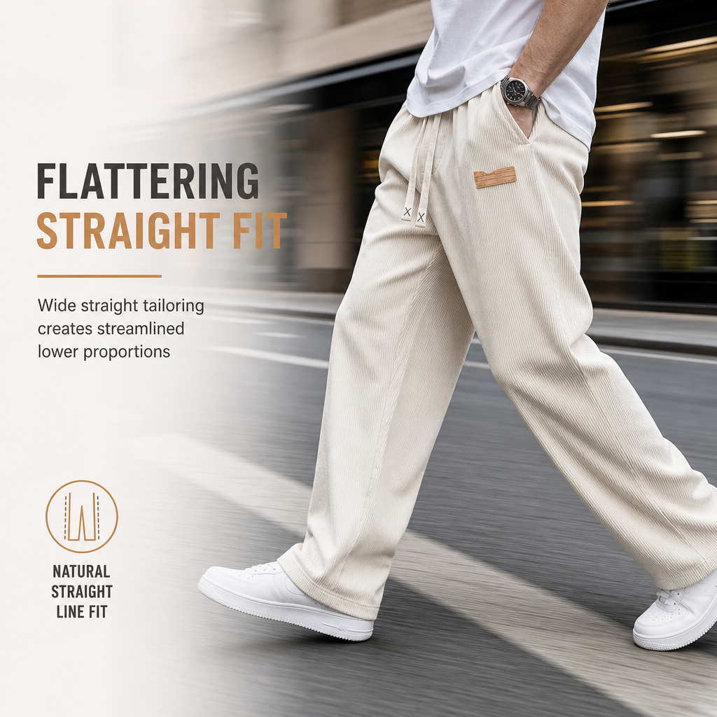 👖 Men's Lightweight Corduroy Casual Pants Loose Fit Straight Leg Trousers ✨ lightweight corduroy fabric, loose straight cut, casual daily trousers