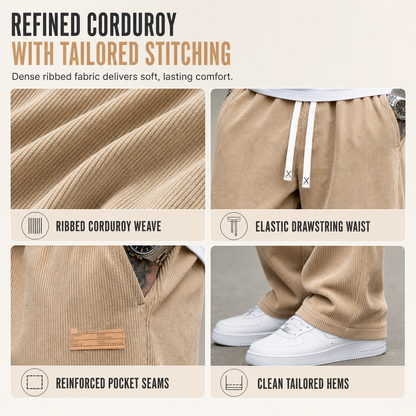 👖 Men's Lightweight Corduroy Casual Pants Loose Fit Straight Leg Trousers ✨ lightweight corduroy fabric, loose straight cut, casual daily trousers
