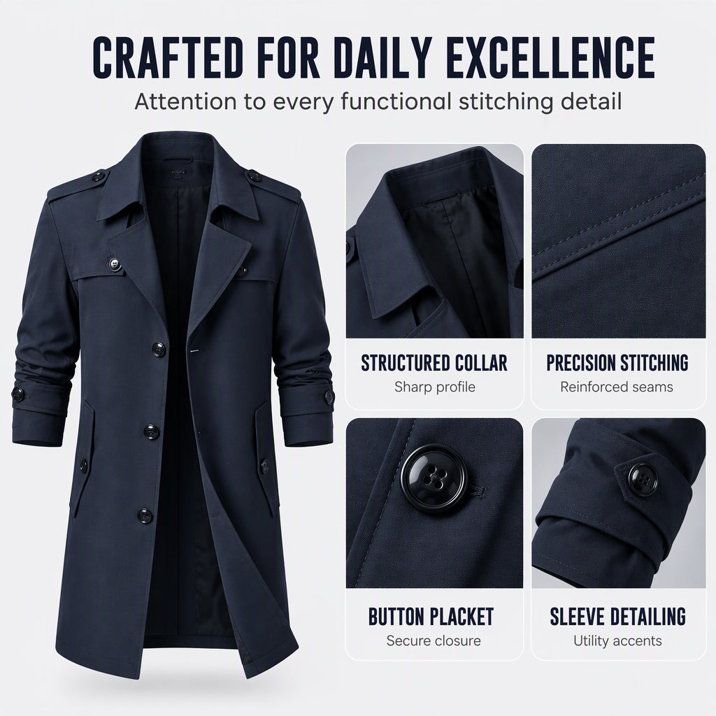 ✨Limited stock available, don’t miss out!🎉Men's Mid-Length Business Trench Coat