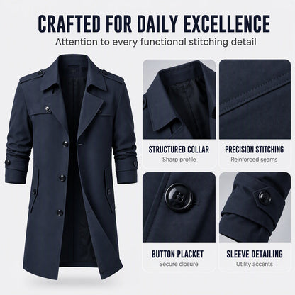 ✨Limited stock available, don’t miss out!🎉Men's Mid-Length Business Trench Coat