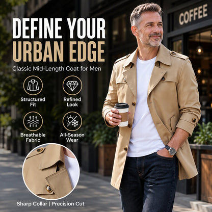 ✨Limited stock available, don’t miss out!🎉Men's Mid-Length Business Trench Coat