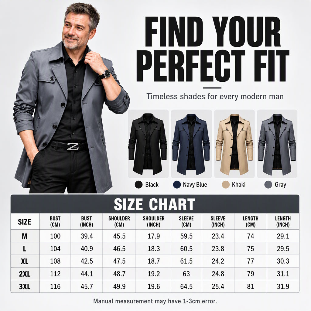 ✨Limited stock available, don’t miss out!🎉Men's Mid-Length Business Trench Coat
