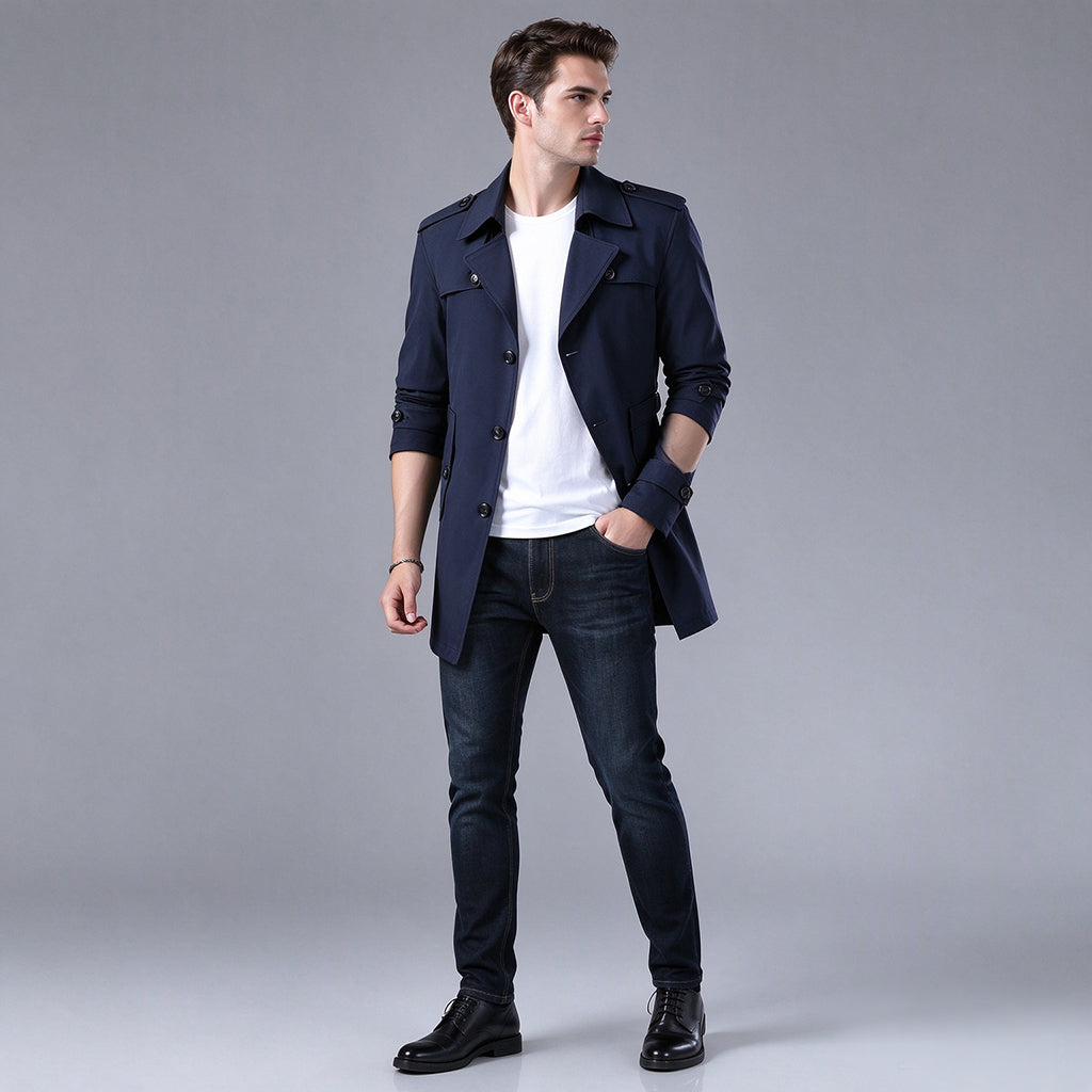 ✨Limited stock available, don’t miss out!🎉Men's Mid-Length Business Trench Coat