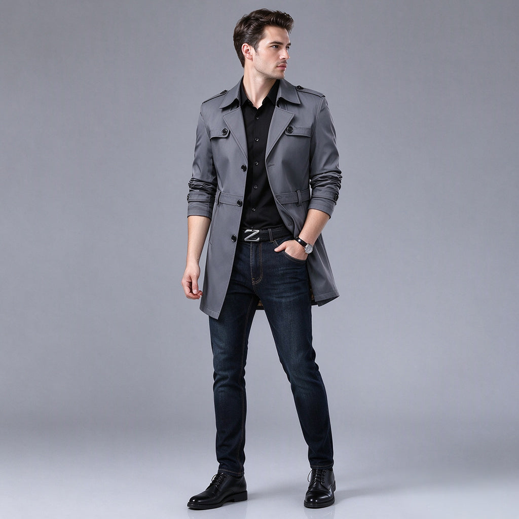 ✨Limited stock available, don’t miss out!🎉Men's Mid-Length Business Trench Coat