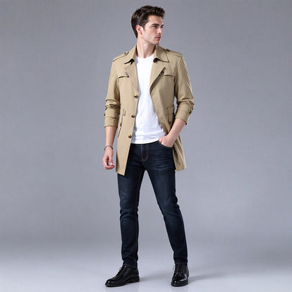 ✨Limited stock available, don’t miss out!🎉Men's Mid-Length Business Trench Coat