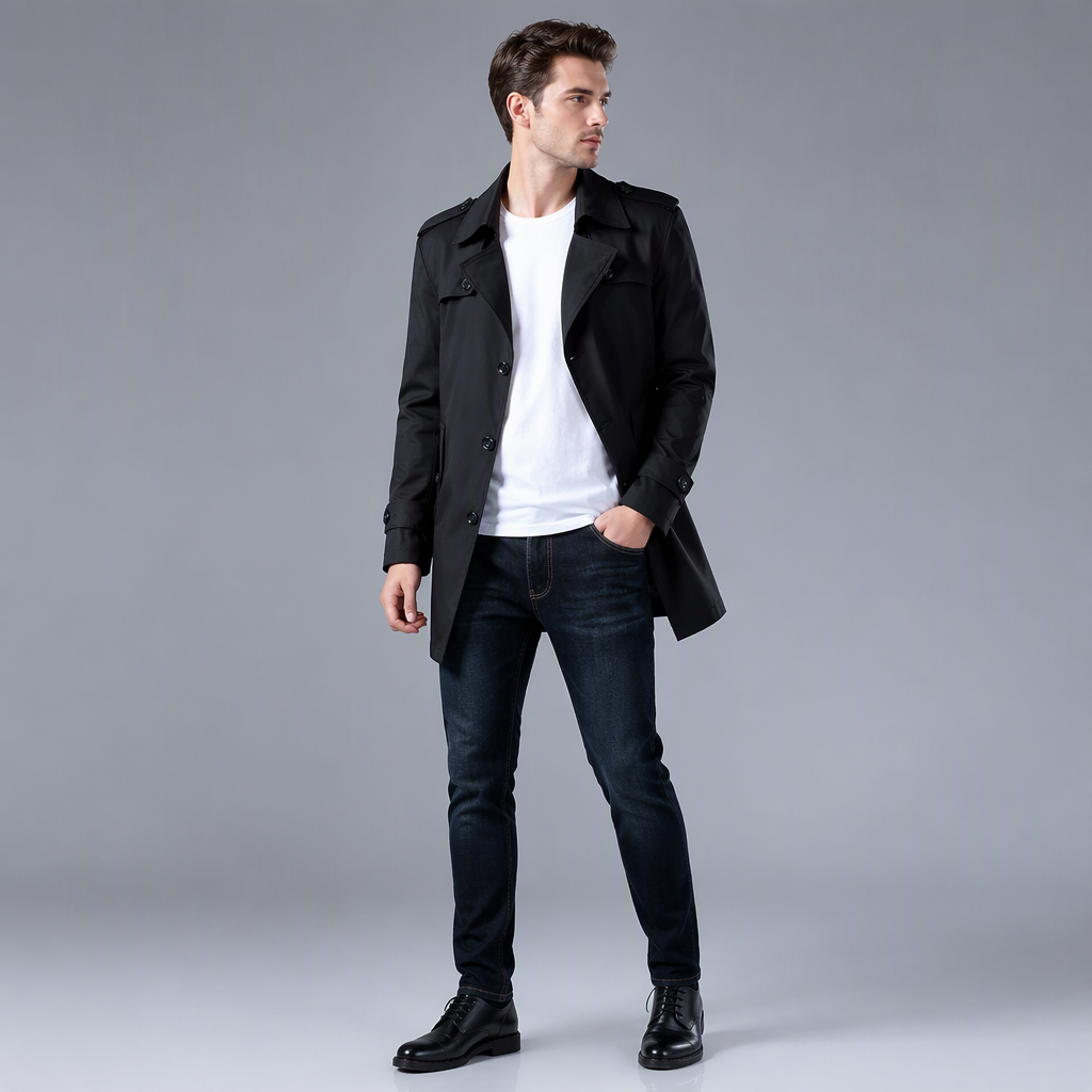 ✨Limited stock available, don’t miss out!🎉Men's Mid-Length Business Trench Coat