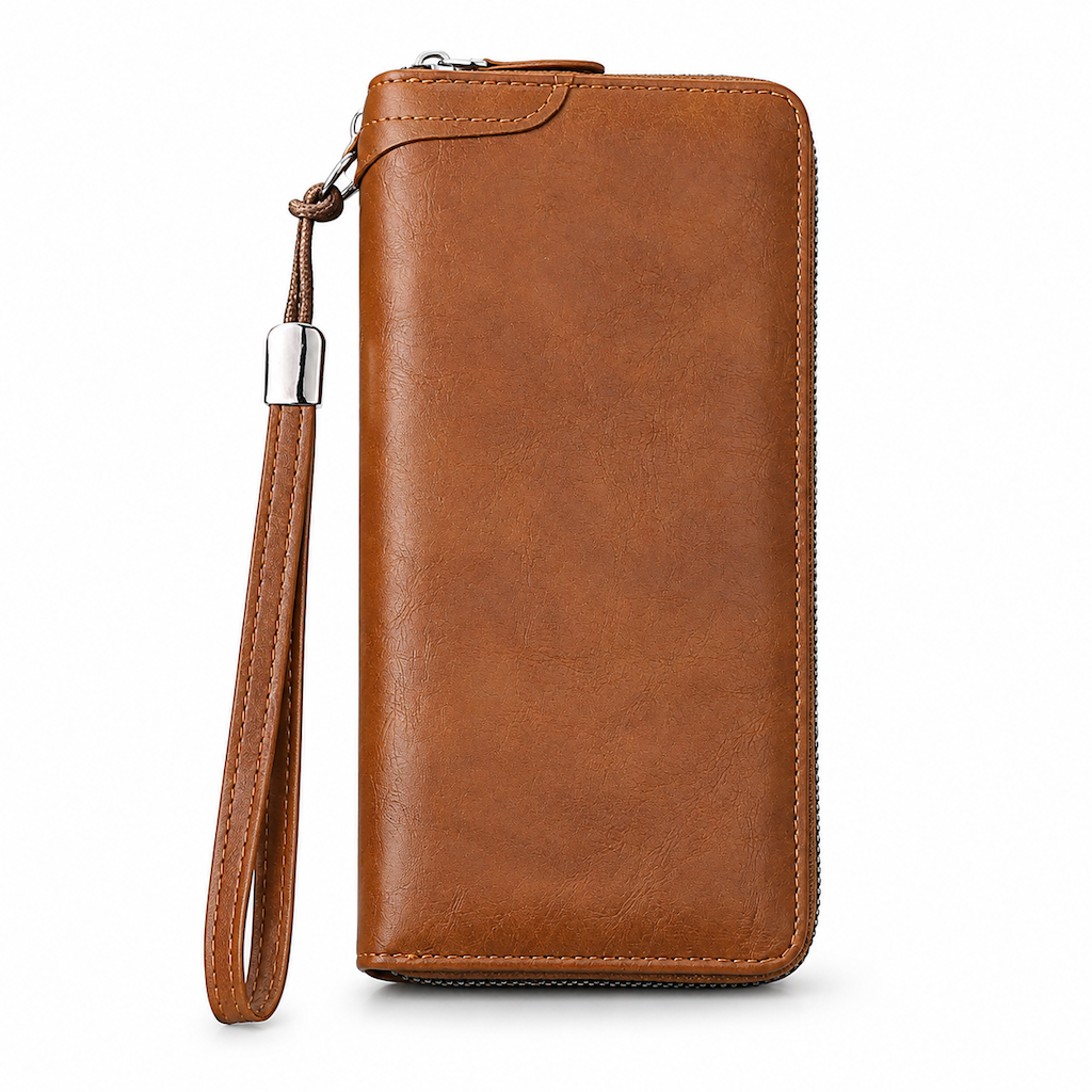 ✨Structured Everyday Clutch Wallet – Rigid Zip, Flat Banknotes, Multi-Compartment, Scratch-Resistant