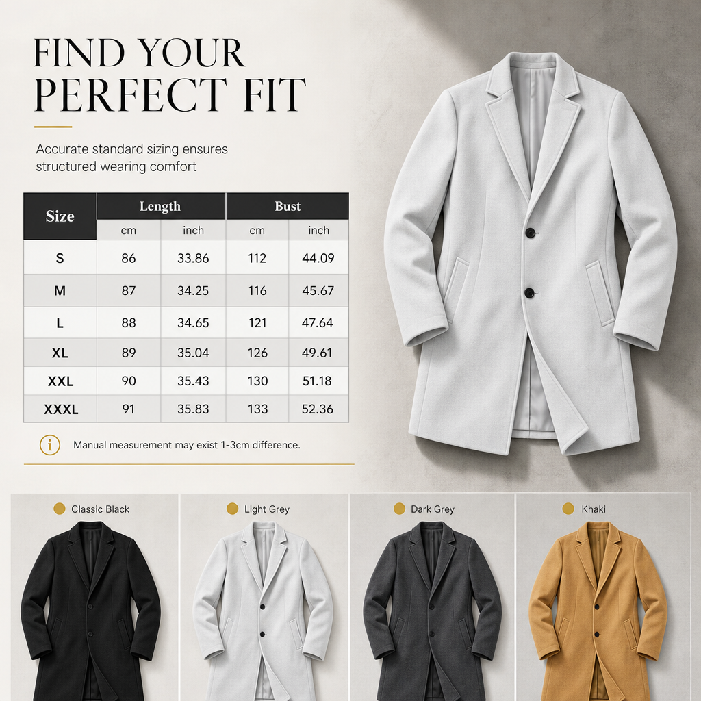 📢📢50% OFF!!! 🎉✨ Men's Classic Single Breasted Trench Coat – Premium Windbreaker, Business Casual Style & Timeless Design – Perfect for Work, Travel & Everyday Wear
