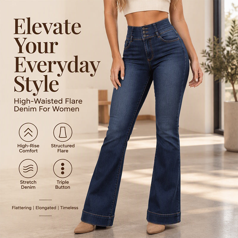 ⏰ Seasonal changeover sale: 50% off – quality at half the price! ✨Women's Elastic High-Waist Flare Jeans