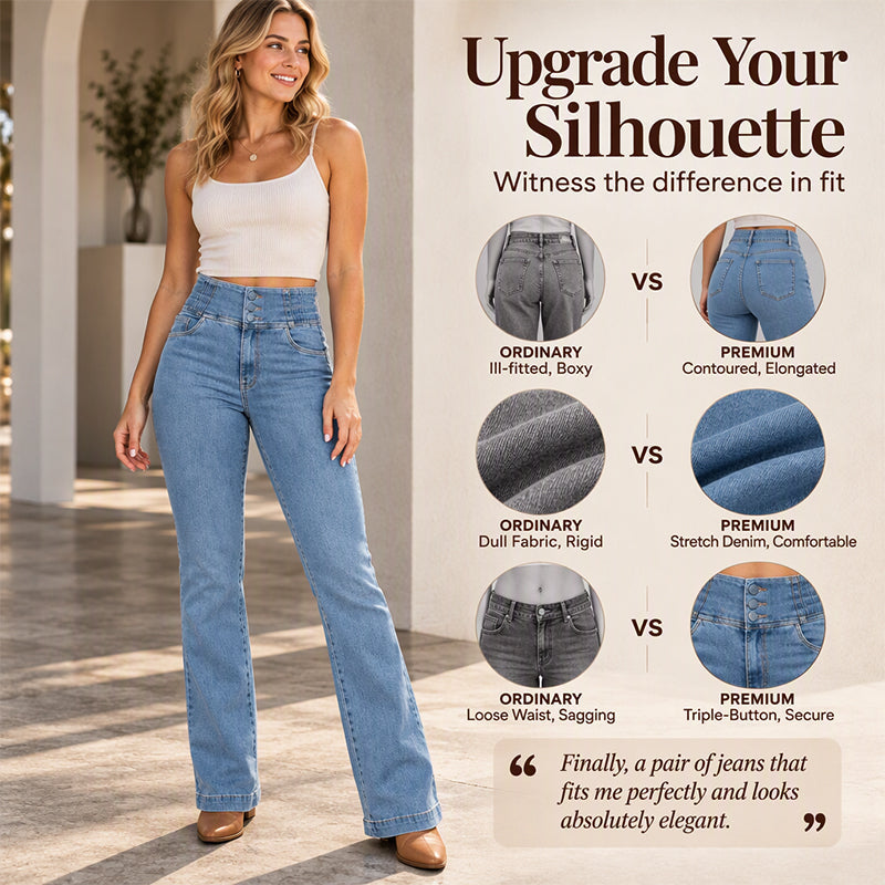 ⏰ Seasonal changeover sale: 50% off – quality at half the price! ✨Women's Elastic High-Waist Flare Jeans