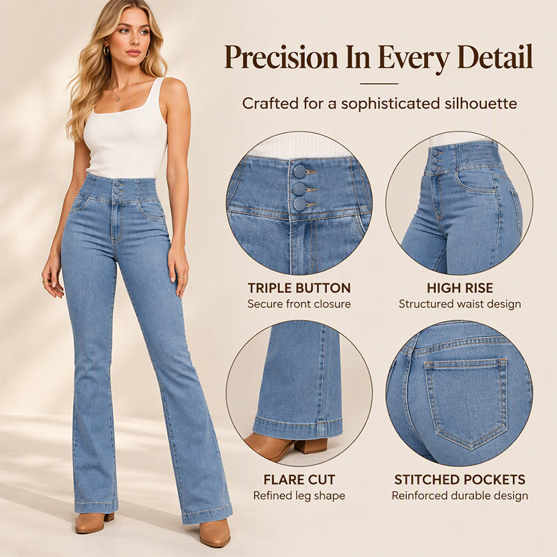 ⏰ Seasonal changeover sale: 50% off – quality at half the price! ✨Women's Elastic High-Waist Flare Jeans