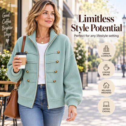 ✨Limited stock available, don’t miss out!🎉Women's Casual Ribbed Zip Up Jacket