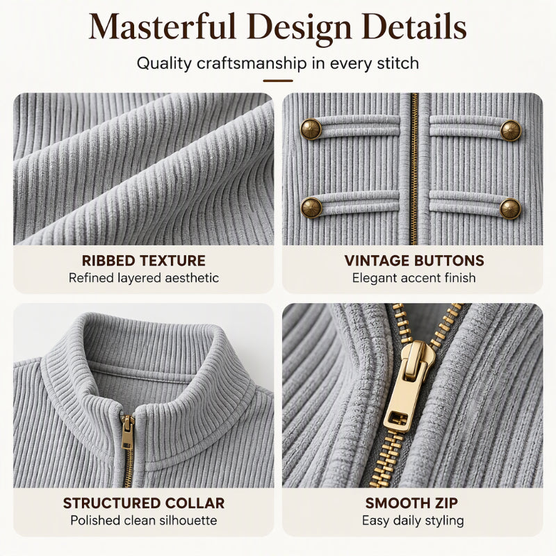 ✨Limited stock available, don’t miss out!🎉Women's Casual Ribbed Zip Up Jacket