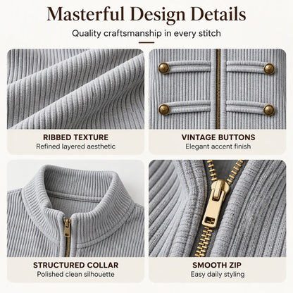 ✨Limited stock available, don’t miss out!🎉Women's Casual Ribbed Zip Up Jacket