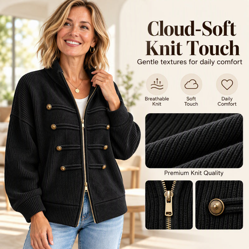 ✨Limited stock available, don’t miss out!🎉Women's Casual Ribbed Zip Up Jacket
