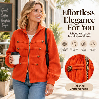 ✨Limited stock available, don’t miss out!🎉Women's Casual Ribbed Zip Up Jacket
