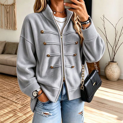 ✨Limited stock available, don’t miss out!🎉Women's Casual Ribbed Zip Up Jacket