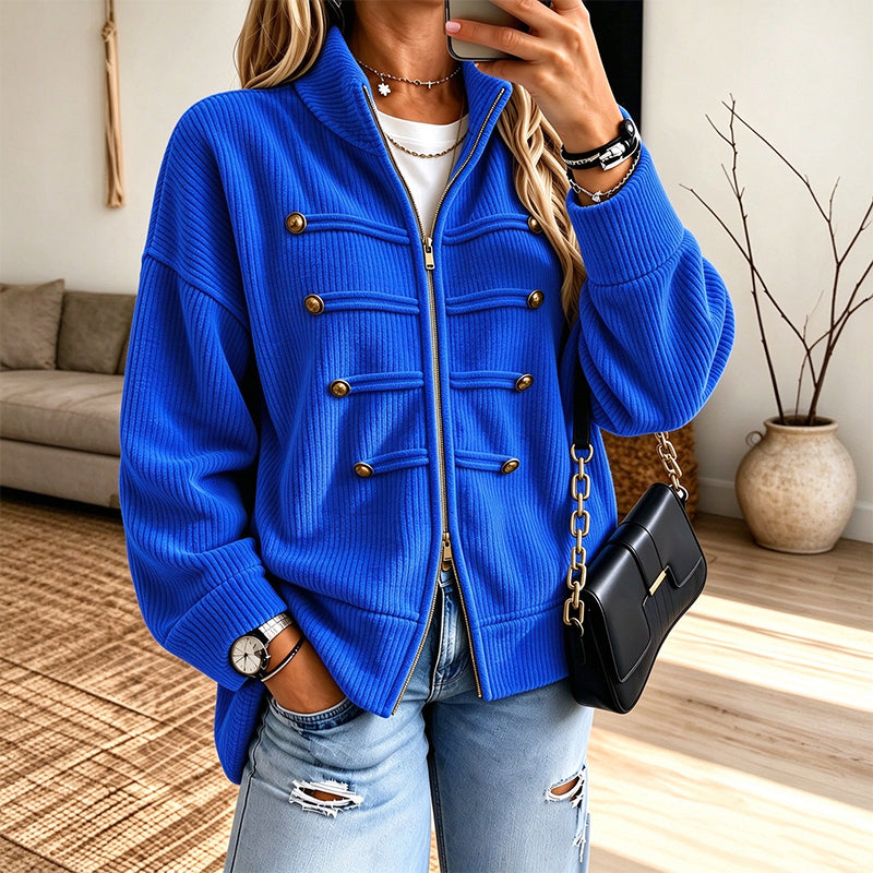 ✨Limited stock available, don’t miss out!🎉Women's Casual Ribbed Zip Up Jacket