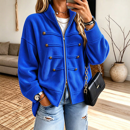 ✨Limited stock available, don’t miss out!🎉Women's Casual Ribbed Zip Up Jacket