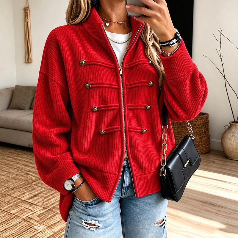 ✨Limited stock available, don’t miss out!🎉Women's Casual Ribbed Zip Up Jacket