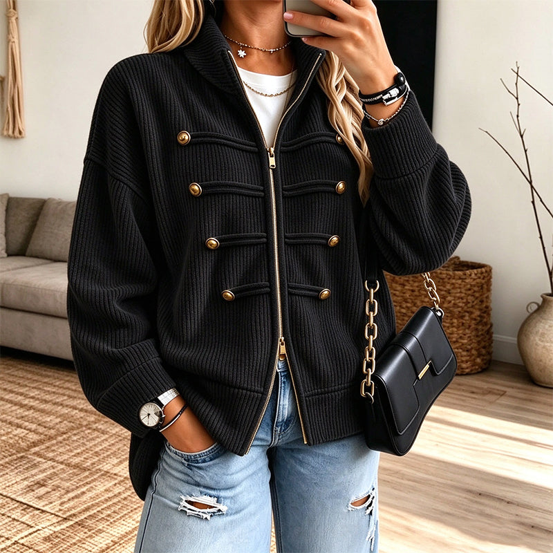 ✨Limited stock available, don’t miss out!🎉Women's Casual Ribbed Zip Up Jacket