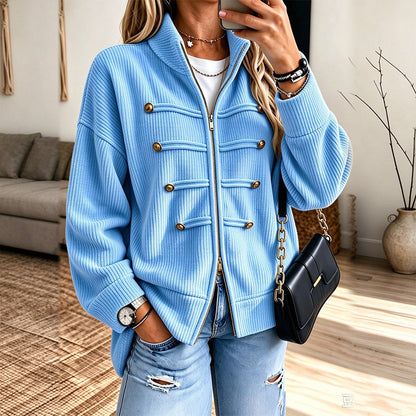 ✨Limited stock available, don’t miss out!🎉Women's Casual Ribbed Zip Up Jacket