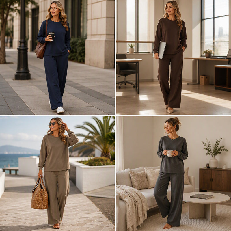 🎉The Lowest Price But The Best Quality!🔥Women's Relaxed Top & Wide Leg Pants 2-Piece Set