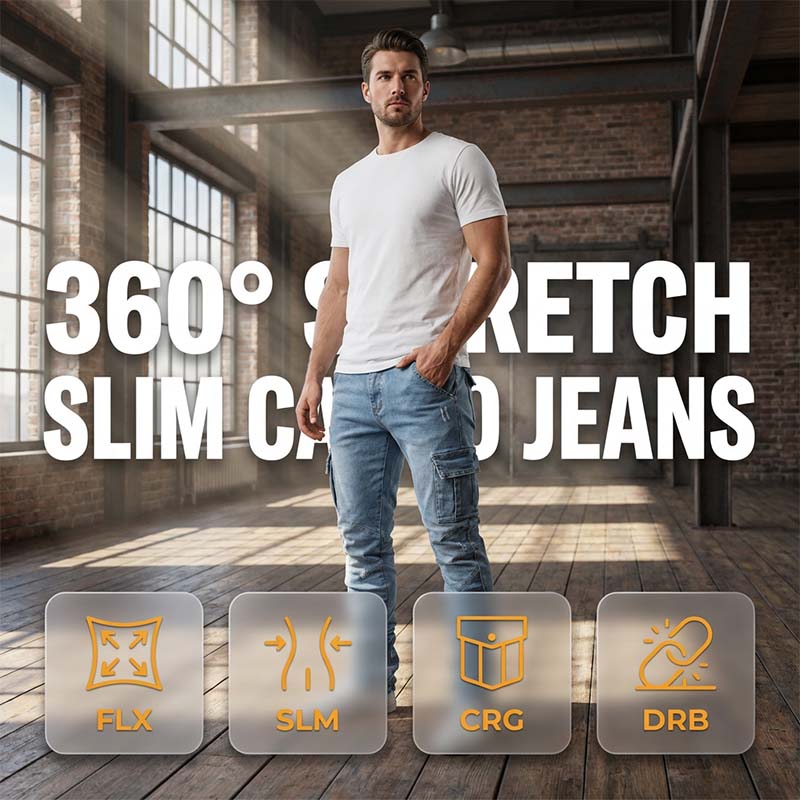 ⏰ Last Day of the Sale – 50% OFF ✨Slim Fit Denim Cargo Pants