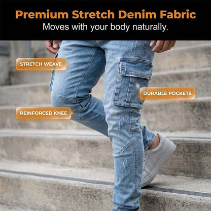 ⏰ Last Day of the Sale – 50% OFF ✨Slim Fit Denim Cargo Pants