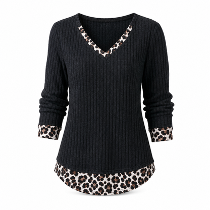 💚 Faux Two Piece Layered Knit Sweater Casual Pullover Top