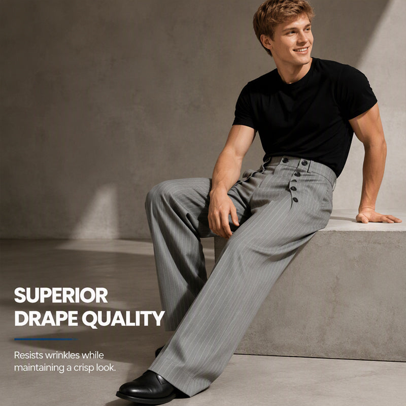 🎉The Lowest Price But The Best Quality!🔥Men's Chic High-Waisted Double-Breasted Drape Pants
