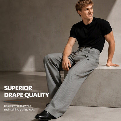 🎉The Lowest Price But The Best Quality!🔥Men's Chic High-Waisted Double-Breasted Drape Pants