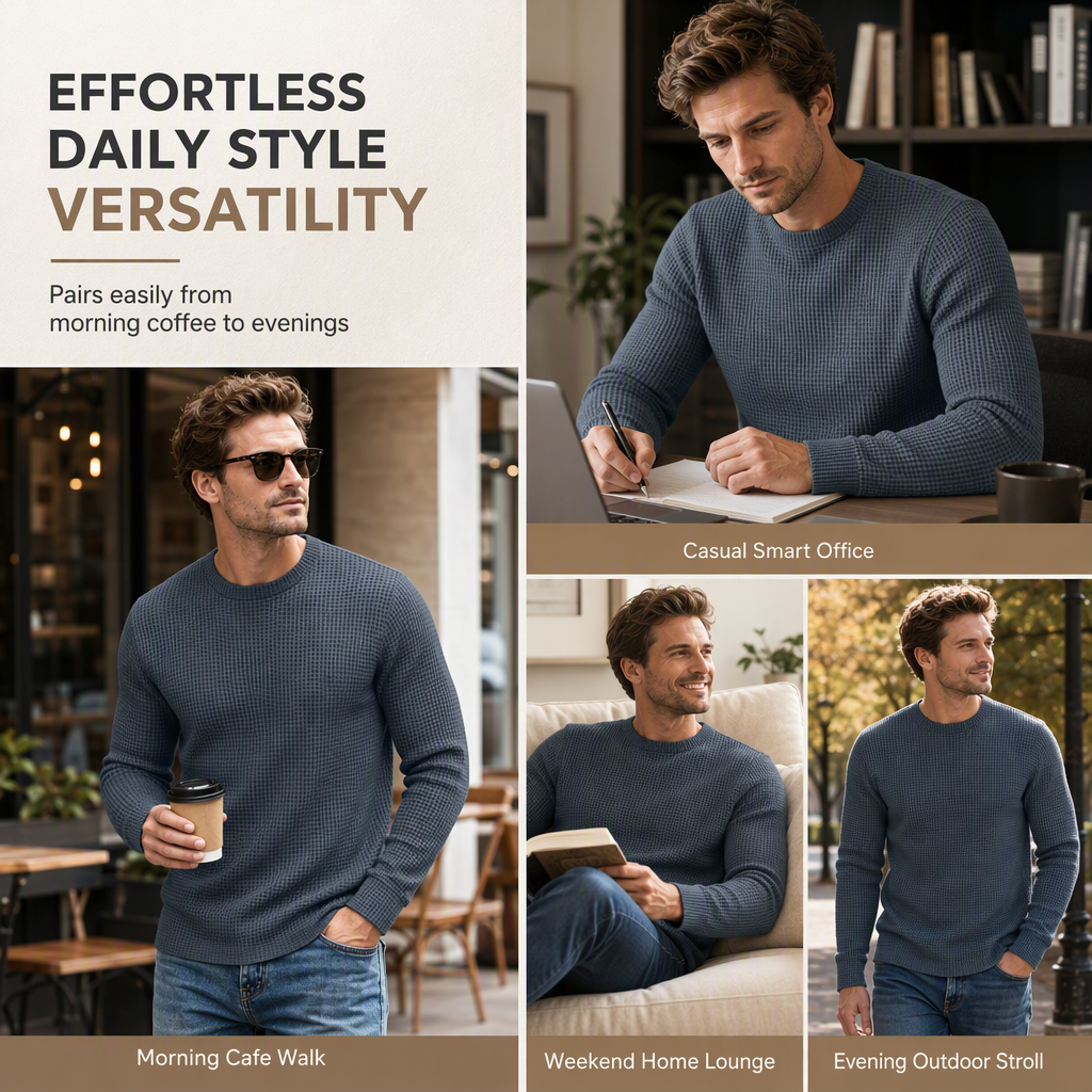 ⏰ Last Day of the Sale – 50% OFF ✨Men's Casual Slim Fit Crew Neck Long Sleeve Sweatshirt