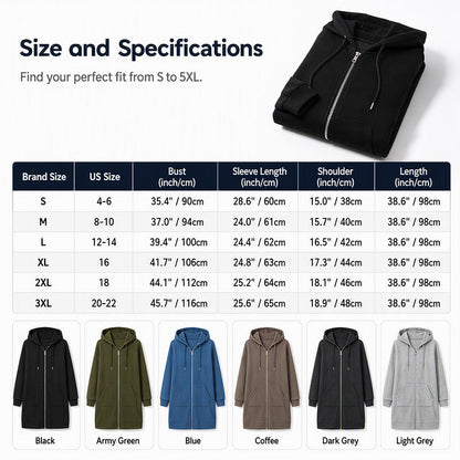 ⏰ Seasonal changeover sale: 50% off – quality at half the price! ✨Women Mid-Length Hooded Sweatshirt Jacket Casual Zip Up Cardigan Coat with Pockets