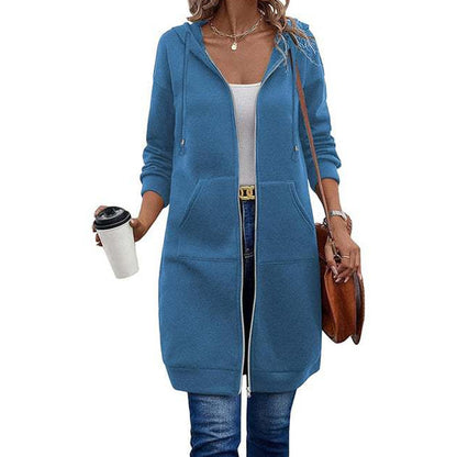 ⏰ Seasonal changeover sale: 50% off – quality at half the price! ✨Women Mid-Length Hooded Sweatshirt Jacket Casual Zip Up Cardigan Coat with Pockets
