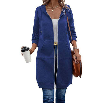 ⏰ Seasonal changeover sale: 50% off – quality at half the price! ✨Women Mid-Length Hooded Sweatshirt Jacket Casual Zip Up Cardigan Coat with Pockets