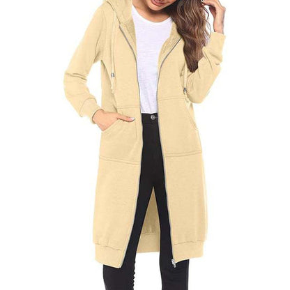 ⏰ Seasonal changeover sale: 50% off – quality at half the price! ✨Women Mid-Length Hooded Sweatshirt Jacket Casual Zip Up Cardigan Coat with Pockets