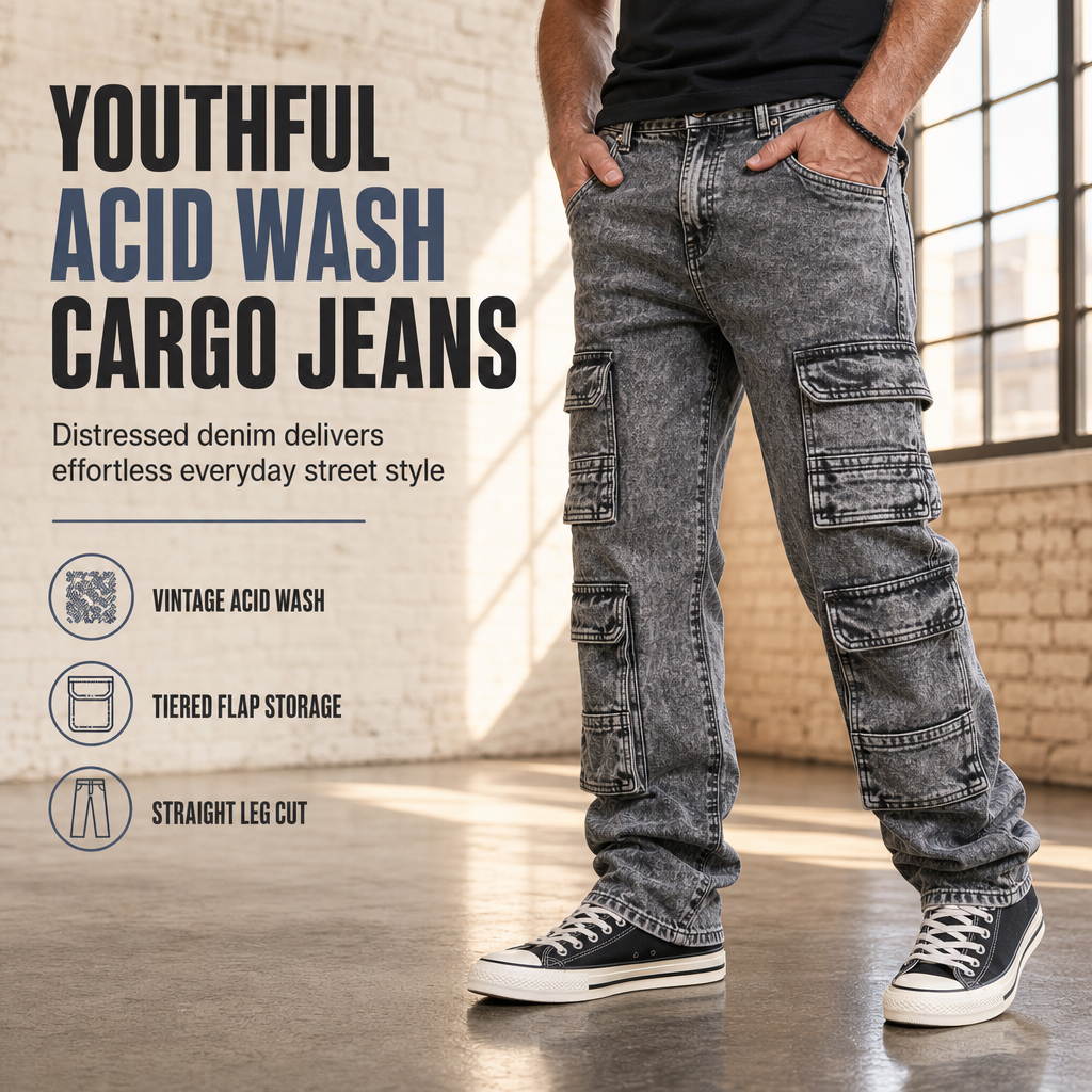 ✨Limited stock available, don’t miss out!🎉Retro Washed Wide Leg Cargo Jeans Y2K High Street Denim Pants with Pockets🥠𝙁𝙧𝙚𝙚 𝙎𝙝𝙞𝙥𝙥𝙞𝙣𝙜