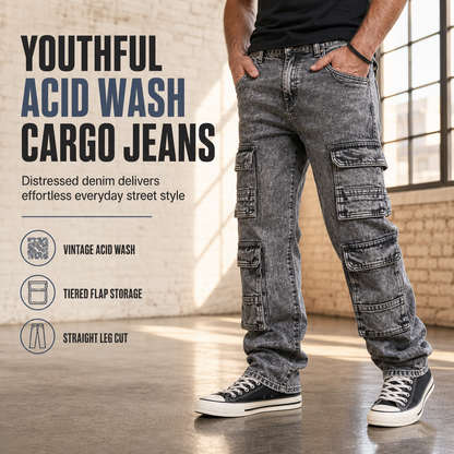 ✨Limited stock available, don’t miss out!🎉Retro Washed Wide Leg Cargo Jeans Y2K High Street Denim Pants with Pockets🥠𝙁𝙧𝙚𝙚 𝙎𝙝𝙞𝙥𝙥𝙞𝙣𝙜