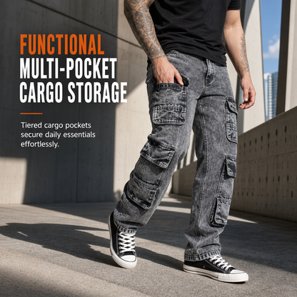 ✨Limited stock available, don’t miss out!🎉Retro Washed Wide Leg Cargo Jeans Y2K High Street Denim Pants with Pockets🥠𝙁𝙧𝙚𝙚 𝙎𝙝𝙞𝙥𝙥𝙞𝙣𝙜
