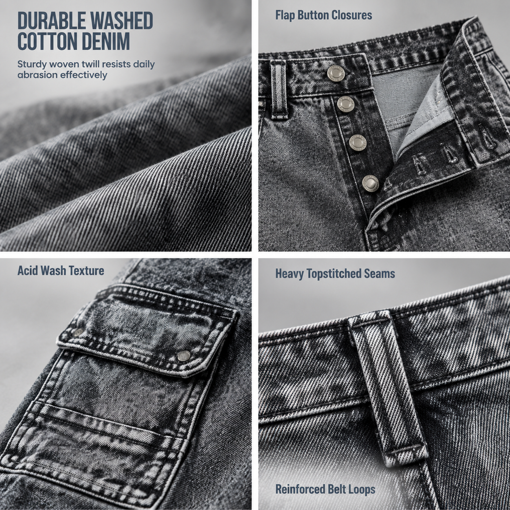 ✨Limited stock available, don’t miss out!🎉Retro Washed Wide Leg Cargo Jeans Y2K High Street Denim Pants with Pockets🥠𝙁𝙧𝙚𝙚 𝙎𝙝𝙞𝙥𝙥𝙞𝙣𝙜