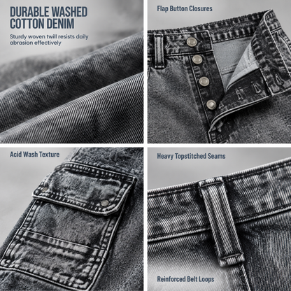 ✨Limited stock available, don’t miss out!🎉Retro Washed Wide Leg Cargo Jeans Y2K High Street Denim Pants with Pockets🥠𝙁𝙧𝙚𝙚 𝙎𝙝𝙞𝙥𝙥𝙞𝙣𝙜