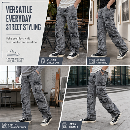 ✨Limited stock available, don’t miss out!🎉Retro Washed Wide Leg Cargo Jeans Y2K High Street Denim Pants with Pockets🥠𝙁𝙧𝙚𝙚 𝙎𝙝𝙞𝙥𝙥𝙞𝙣𝙜