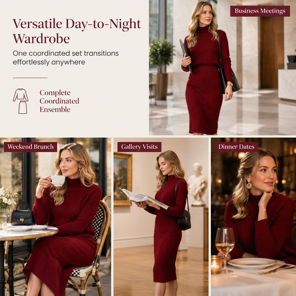 🎉The Lowest Price But The Best Quality!🔥Women's Solid Color Turtleneck Knit Pullover Sweater and Skirt Set🥠𝙁𝙧𝙚𝙚 𝙎𝙝𝙞𝙥𝙥𝙞𝙣𝙜
