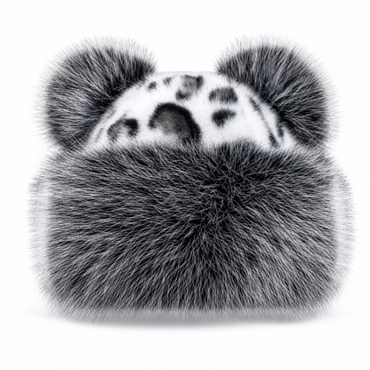 ⏰ Seasonal changeover sale: 50% off – quality at half the price! ✨Women Vintage Leopard Print Plush Bear Ears Mongolian Hat Thick Warm Winter Earflap Beanie