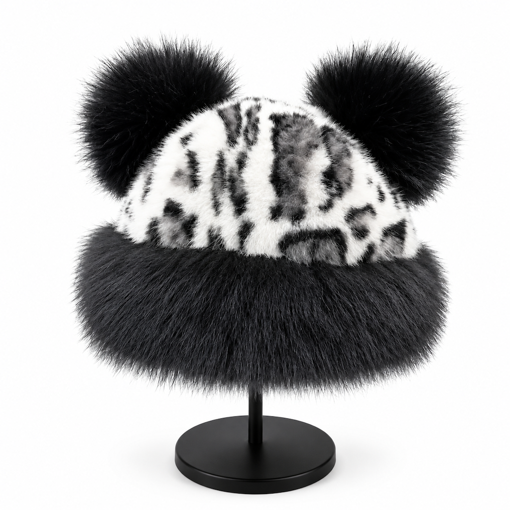 ⏰ Seasonal changeover sale: 50% off – quality at half the price! ✨Women Vintage Leopard Print Plush Bear Ears Mongolian Hat Thick Warm Winter Earflap Beanie
