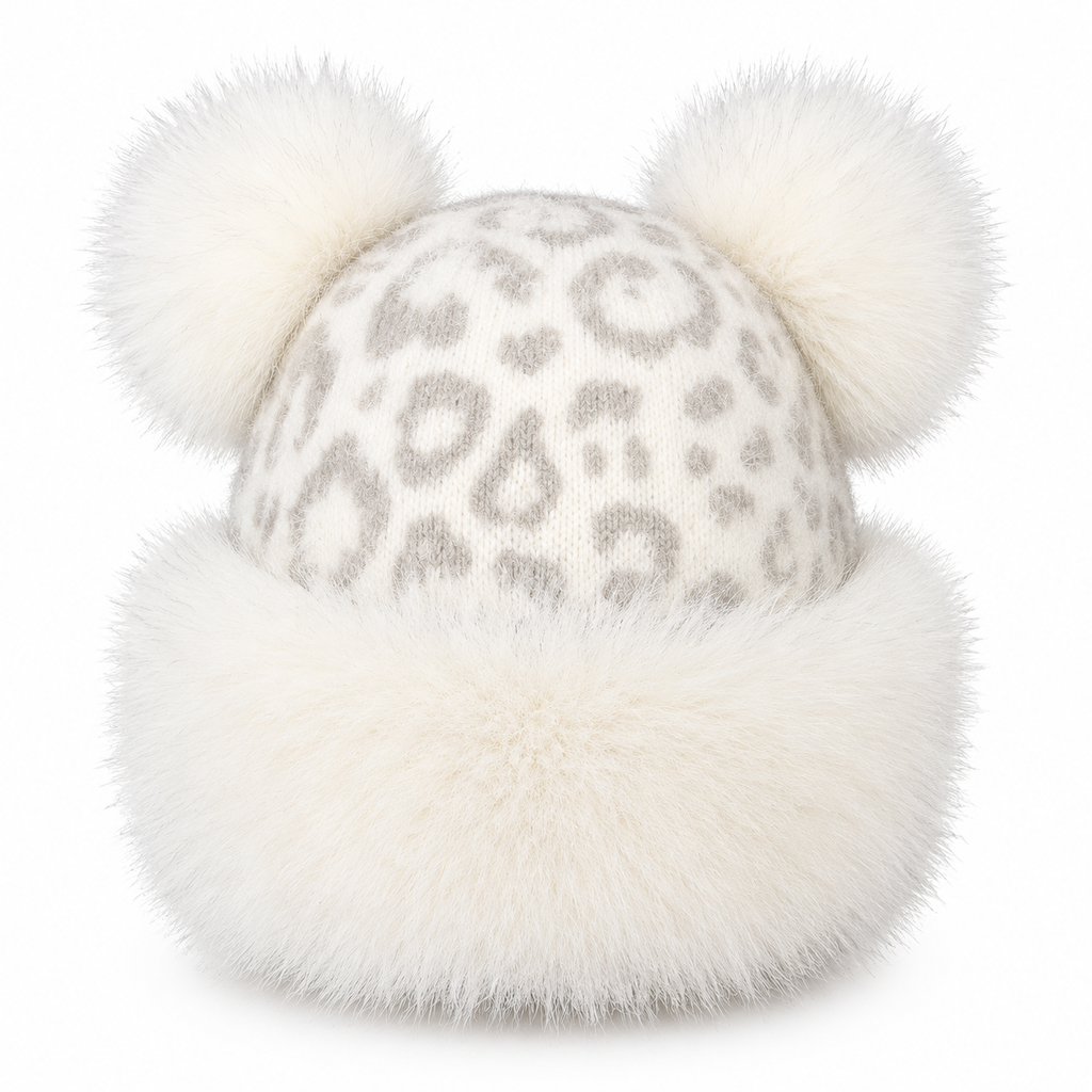 ⏰ Seasonal changeover sale: 50% off – quality at half the price! ✨Women Vintage Leopard Print Plush Bear Ears Mongolian Hat Thick Warm Winter Earflap Beanie