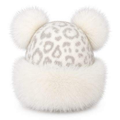 ⏰ Seasonal changeover sale: 50% off – quality at half the price! ✨Women Vintage Leopard Print Plush Bear Ears Mongolian Hat Thick Warm Winter Earflap Beanie